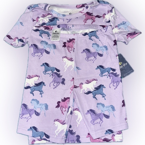 Girls Fish Stix by Stitch Fix Whimsical Horse Pajama Set - 8 - Picture 1 of 3